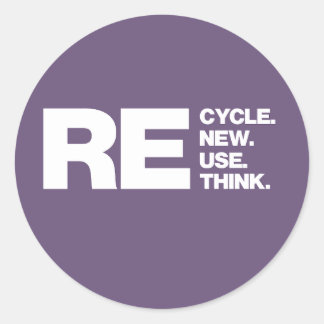 Recyclen hergebruik herdenken (Ewaste - Plum) Ronde Sticker