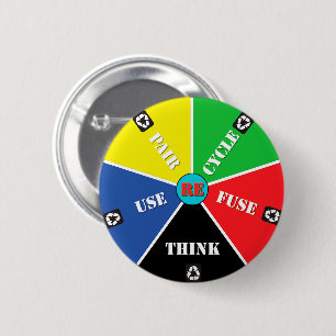 Recyclen, hergebruik, hergebruik, herdenken - spar ronde button 5,7 cm