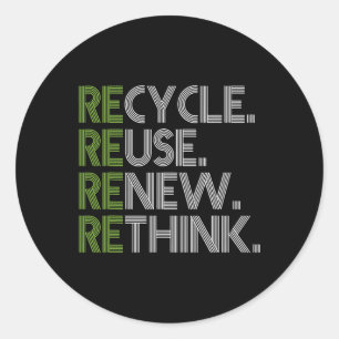 Recyclen hergebruik Heroverweging Crisis Milieu A Ronde Sticker