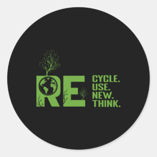 Recyclen hergebruik Heroverweging Crisis Milieu A Ronde Sticker