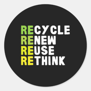 Recyclen hergebruik Heroverweging Crisismilieu E Ronde Sticker