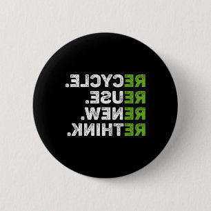 Recyclen hergebruik Herstel Herdenken Milieudag Aa Ronde Button 5,7 Cm