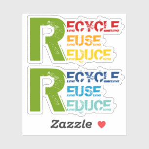 Recyclen, hergebruik, verlaag citaat met kleurrijk sticker