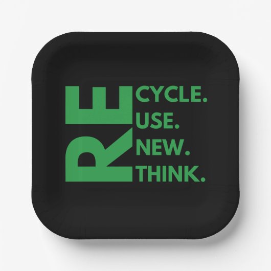 Recyclen Hergebruik Vernieuw Rethink Earth Day-omg Papieren Bordje (Voorkant)