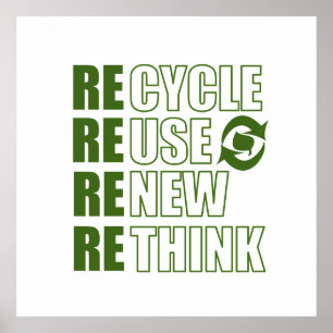 Recyclen hergebruik Vernieuwen Rethink Poster