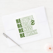 Recyclen hergebruik Vernieuwen Rethink Vierkante Sticker (Envelop)