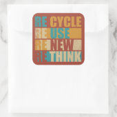 Recyclen hergebruik Vernieuwen Rethink Vierkante Sticker (Tas)