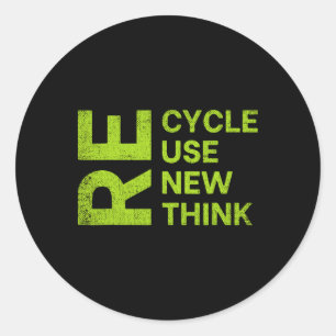 Recyclen Hergebruiken Heroverwegen Heroverwegen He Ronde Sticker