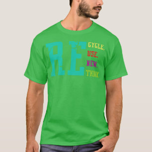 Recyclen Hergebruiken Heroverwegen Retro tekst T-shirt