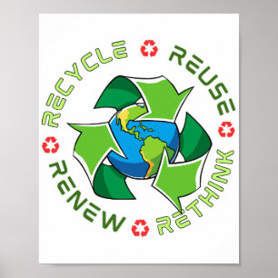 Recyclen, hergebruikt, vernieuwt, herdenkt. Red Pl Poster