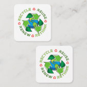 Recyclen, hergebruikt, vernieuwt, herdenkt. Red Pl Vierkante Visitekaartje (Voorkant / Achterkant)