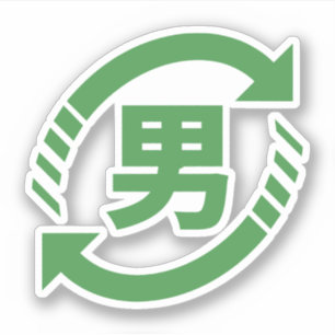 Recyclen Japanse jongens   Teken Kanji Nihongo Sticker