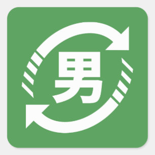 Recyclen Japanse jongens   Teken Kanji Nihongo Vierkante Sticker