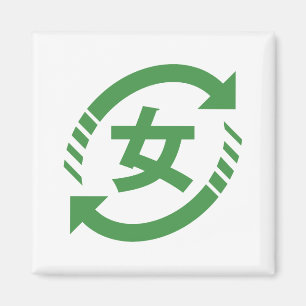 Recyclen Japanse meisjes Teken Kanji Nihongo Magneet