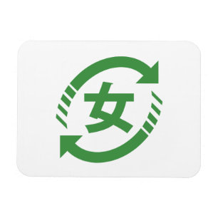 Recyclen Japanse meisjes   Teken Kanji Nihongo Magneet