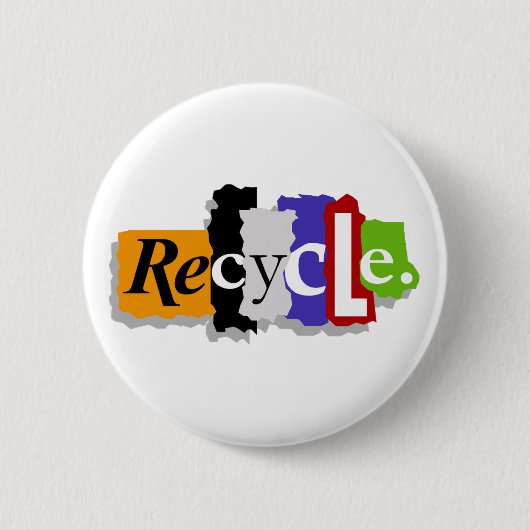 Recyclen knop ronde button 5,7 cm (Voorkant)