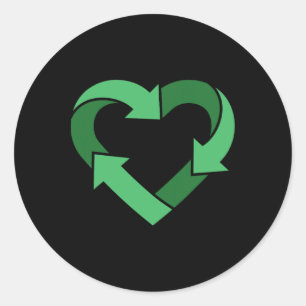 Recyclen Logo Heart Shaped Earth Day Natuur Ronde Sticker