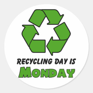 Recyclen maandag ronde sticker