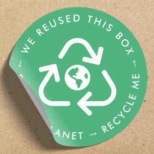 Recyclen me opnieuw gebruikte Verpakking sparen Gr Ronde Sticker