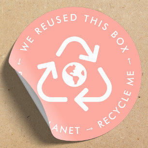 Recyclen me opnieuw gebruikte Verpakking sparen he Ronde Sticker