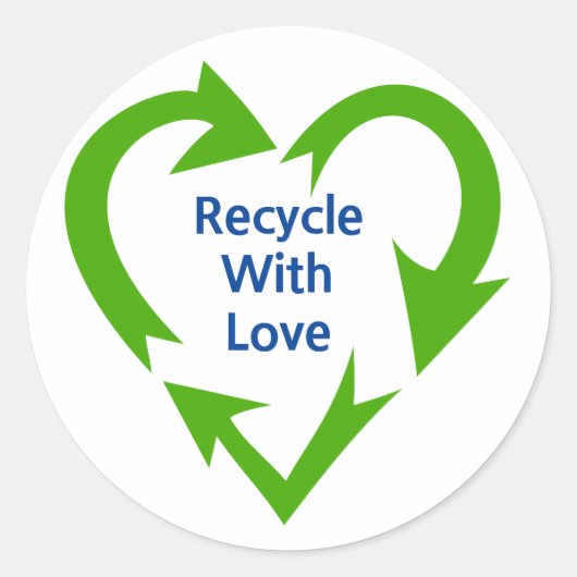 Recyclen met liefde ronde sticker (Voorkant)