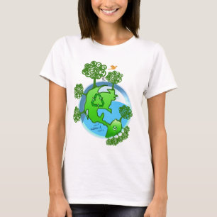 Recyclen mondiale duurzame aarde t-shirt