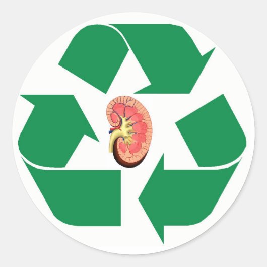 Recyclen nier ronde sticker (Voorkant)