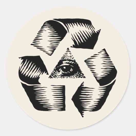 Recyclen ogen ronde sticker (Voorkant)