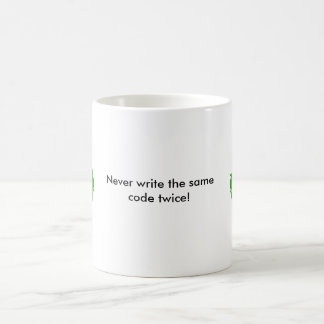 recyclen, recyclen, schrijf nooit de zelfde code t koffiemok