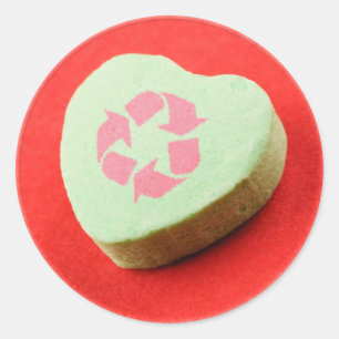 Recyclen Snoep Heart Ronde Sticker