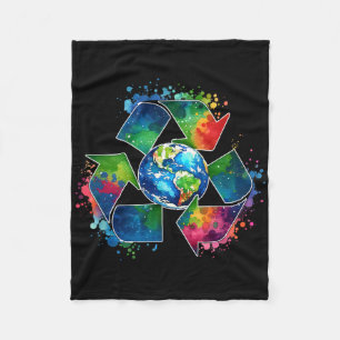 Recyclen symbool met aarde als ondersteuning voor fleece deken