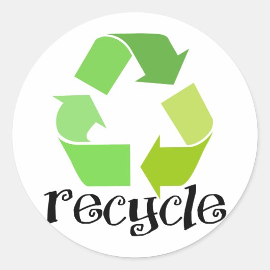 Recyclen Symbool! Ronde Sticker (Voorkant)
