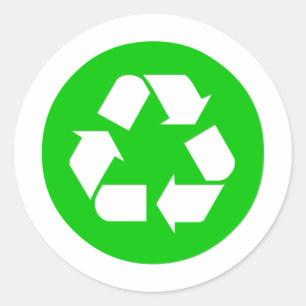 Recyclen Symbool - Verminder, Hergebruik, Recyclen Ronde Sticker