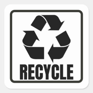 recyclen symbool zwart vierkante sticker