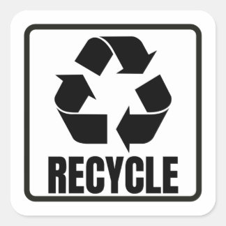 recyclen symbool zwart vierkante sticker