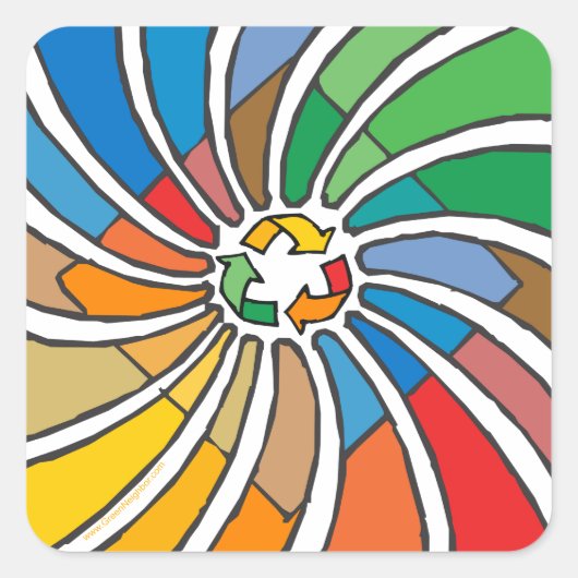 Recyclen tekenkunst vierkante sticker (Voorkant)