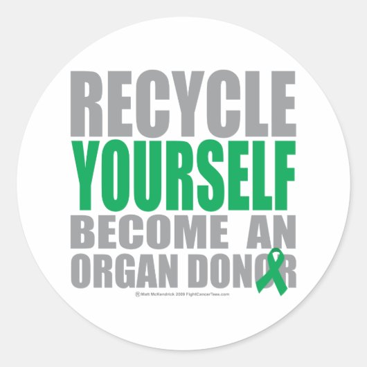 Recyclen uw eigen orgaandonor ronde sticker (Voorkant)