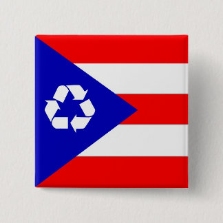 Recyclen vlag Puerto Rico Vierkante Button 5,1 Cm