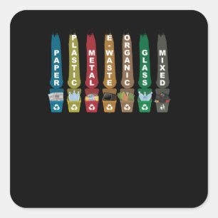 Recyclen vuilnis vierkante sticker