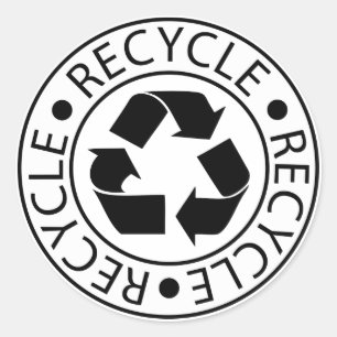 Recyclen Zwart Logo Ronde Sticker