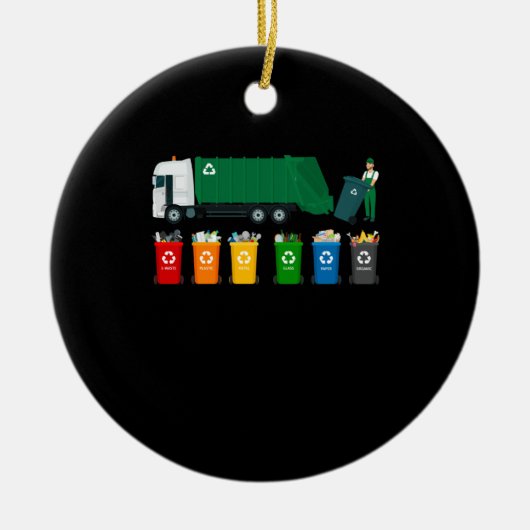 Recycling Trash Truck Keramisch Ornament (Voorkant)