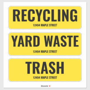 Recycling van vuilnis op de vuilnisbelt met adres sticker