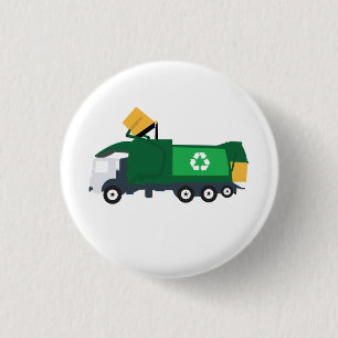 Recycling vuilniswagen ronde button 3,2 cm