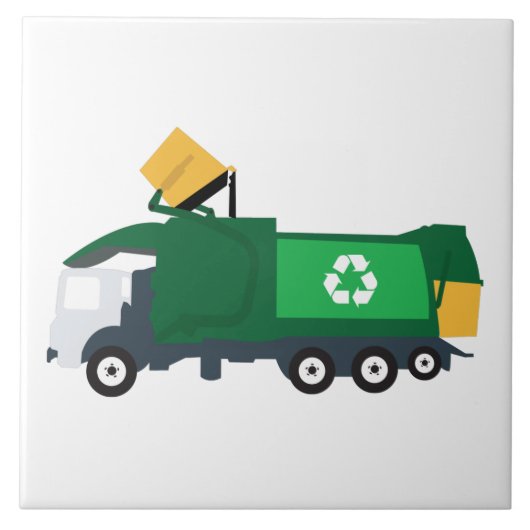 Recycling vuilniswagen tegeltje (Voorkant)