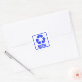 Recyclingbord blauw metaal vierkante sticker (Envelop)