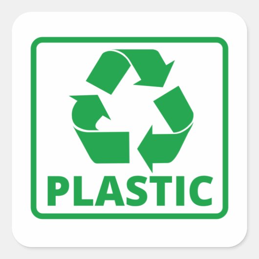 Recyclingbord groen plastic vierkante sticker (Voorkant)