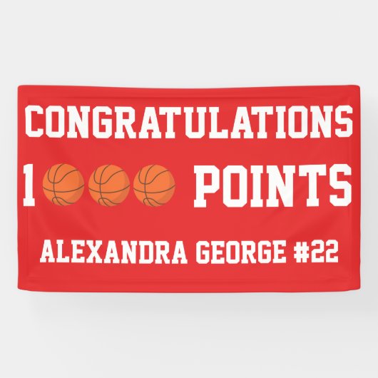 Red 1000 Basketball Career Points Scorer Player Spandoek (Horizontaal)