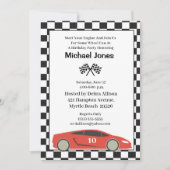Red 10th Birthday Race Car Invitation (Devant)