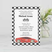 Red 10th Birthday Race Car Invitation (Debout devant)