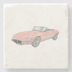 Red 1972 Jaguar XKE Convertible Stenen Onderzetter